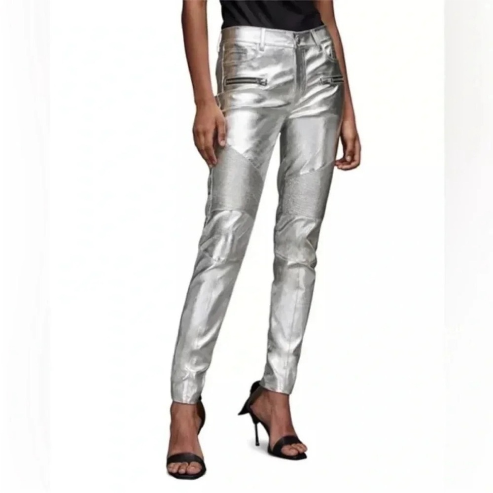 All Saints Metallic Silver Skinny Jeans